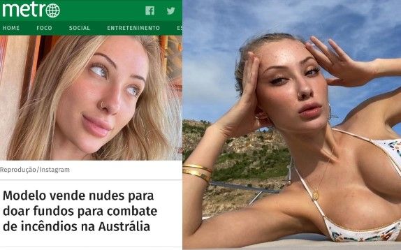 Nudes da modelo que vendeu fotos para ajudar incêndios