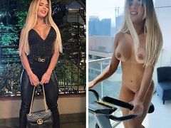 Paula Lima, que é um tesão, malhando na bike sem roupa