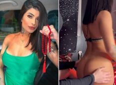 Duda Mesquita, a morena sarada da academia, dançando sensualmente com o amigo