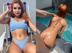 Brida Nunes e suas amigas mais íntimas se divertindo na beira da piscina em uma posição pra lá de interessante