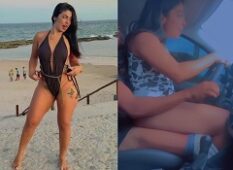 Francielle Araújo dando um show cavalgando no amigo enquanto ele está ao volante