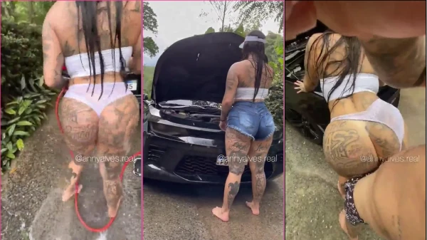 Anny Alves arrasando em vídeo, limpando o carro e fazendo um oral arrasador