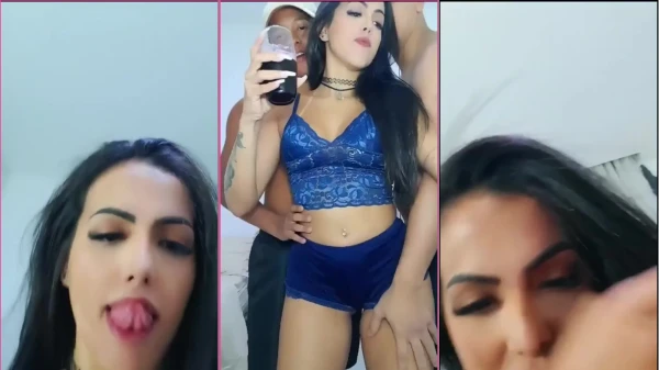 Paola Brasil, a Morena, fazendo um ménage com dois sortudos