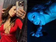 Renata Frisson, mais conhecida como Mulher Melão, fazendo um boquete e transando em vídeo de gloryhole com consolos