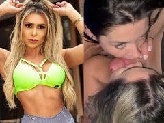 Mari Reis e sua amiga Luiza fazendo um boquete juntas em um ménage bem gostoso