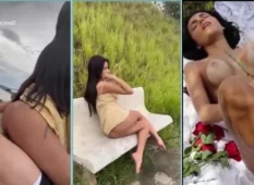 Flagrante de Fernanda Campos nua fudendo gostoso na natureza