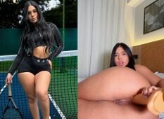 Ester Muniz aparece sem roupa brincando com um brinquedinho no bumbum